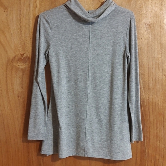 New Directions Cowl Neck Jersey Knit Trapeze Top Gray Long Sleeve Soft Comfy M - Picture 5 of 10